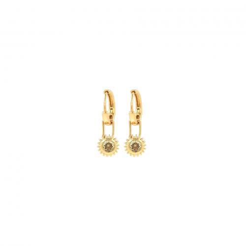 Cubic Zirconia Micro Pave Brass Earring, Sun, 18K gold plated, fashion jewelry & micro pave cubic zirconia & for woman 