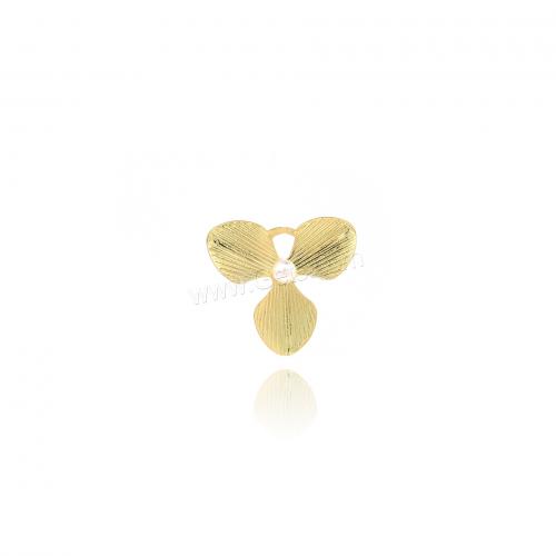 Brass Jewelry Pendants, with Plastic Pearl, Flower, 18K gold plated, fashion jewelry & DIY [