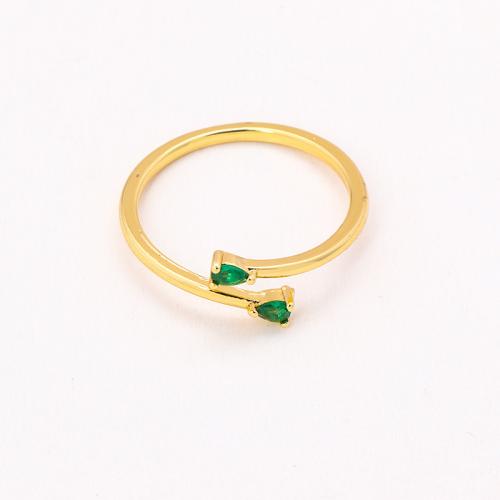 Zirkonia Messing Finger Ring, goldfarben plattiert, Modeschmuck & Micro pave Zirkonia & für Frau, keine, Größe:7, verkauft von PC