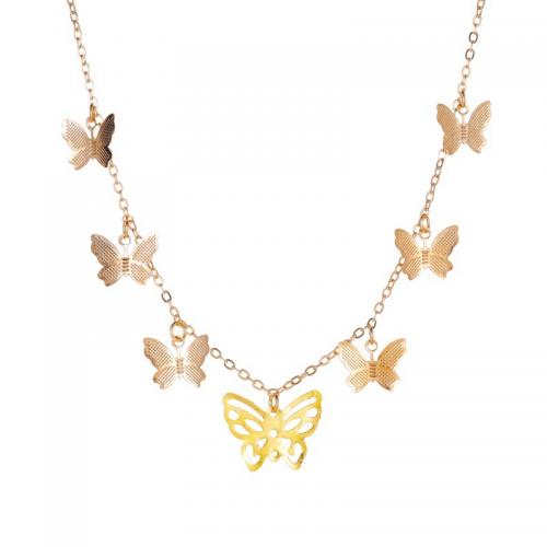Zinc Alloy Necklace, Butterfly, plated, fashion jewelry & for woman Approx 44.5 cm 