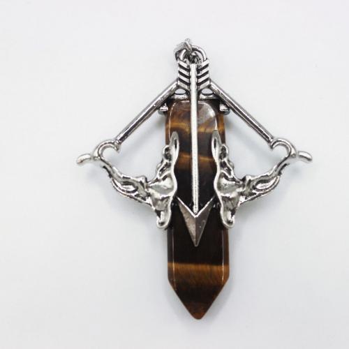 Gemstone Jewelry Pendant, Natural Stone, with Zinc Alloy, Arrow, silver color plated, DIY 