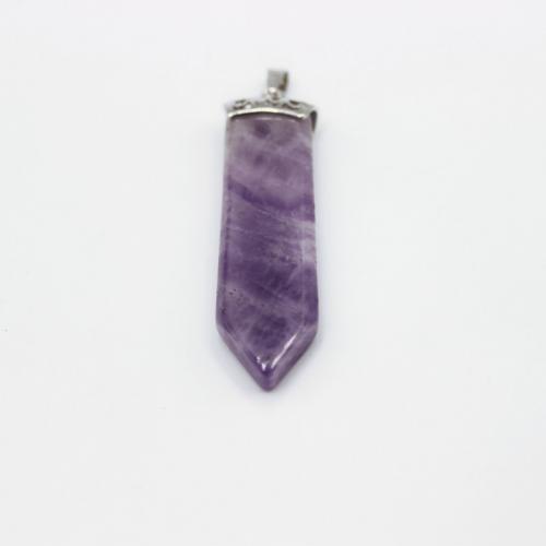 Gemstone Jewelry Pendant, Natural Stone, with Zinc Alloy, silver color plated, DIY 