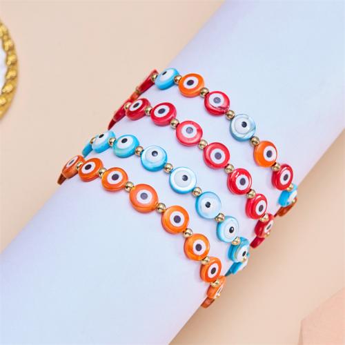 Evil Eye Jewelry Bracelet, Zinc Alloy, with Resin, Round, gold color plated, Adjustable & fashion jewelry & for woman cm 