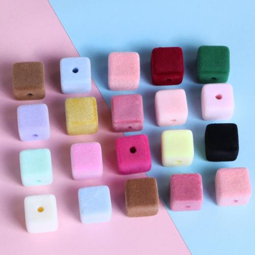 Acrylic Jewelry Beads, with Flocking Fabric, Square, DIY Approx 3mm, Approx 