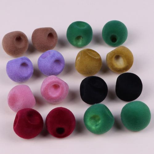 Acryl Schmuck Perlen, mit Beflockung Stoff, rund, DIY, keine, 20mm, Bohrung:ca. 3mm, ca. 10PCs/Tasche, verkauft von Tasche