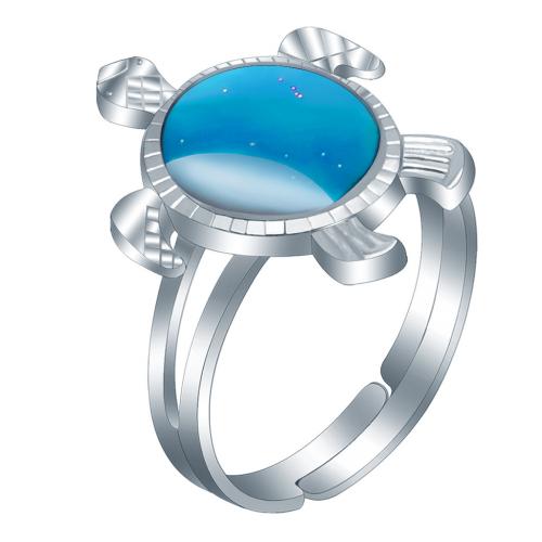 Mood Finger Ring, Zinc Alloy, with Epoxy Sticker, plated, fashion jewelry & for woman & change their color according to the temperature, Inside mm [