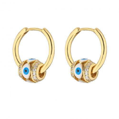 Evil Eye Earrings, Brass, plated & micro pave cubic zirconia & for woman & enamel 