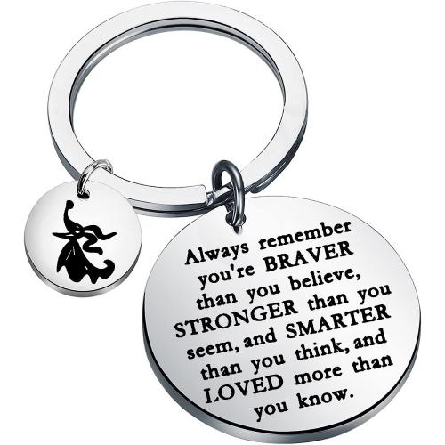 304 Stainless Steel Key Clasp, Flat Round, Halloween Design & Unisex & with letter pattern, original color, 30mm 