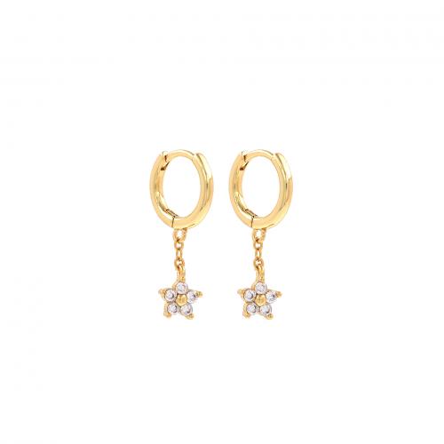 Cubic Zirconia Micro Pave Brass Earring, Star, 18K gold plated, fashion jewelry & micro pave cubic zirconia & for woman 
