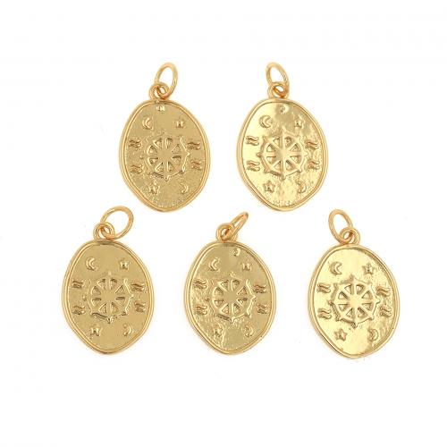 Brass Jewelry Pendants, Flat Oval, 18K gold plated, fashion jewelry & DIY 