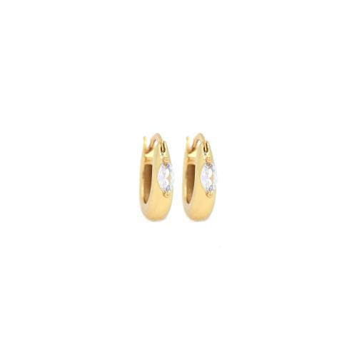 Kubischer Zirkon (CZ) Messing Ohrring, Kreisring, 18K vergoldet, Modeschmuck & Micro pave Zirkonia & für Frau, 16x18x4mm, verkauft von Paar