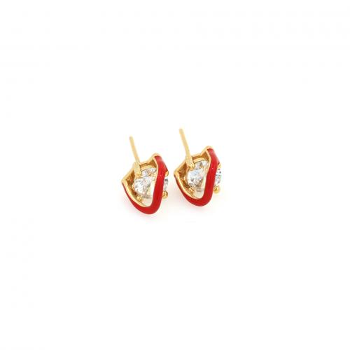 Cubic Zircon Brass Earring, 18K gold plated, fashion jewelry & micro pave cubic zirconia & for woman & enamel 