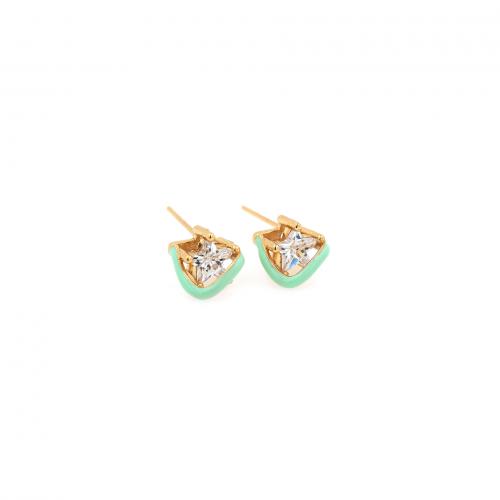 Cubic Zircon Brass Earring, 18K gold plated, fashion jewelry & micro pave cubic zirconia & for woman & enamel 