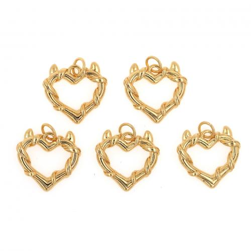 Brass Heart Pendants, 18K gold plated, fashion jewelry & DIY & hollow 
