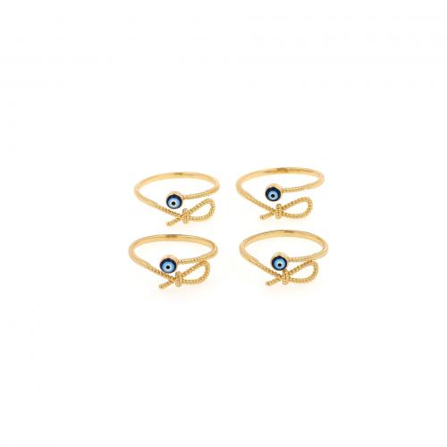 Evil Eye Jewelry Finger Ring, Brass, 18K gold plated, fashion jewelry & for woman & enamel, inner ~20mm 
