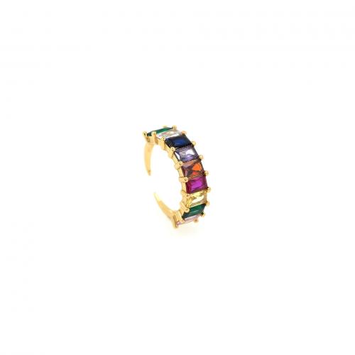 Zirkonia Messing Finger Ring, 18K vergoldet, Modeschmuck & Micro pave Zirkonia & für Frau, gemischte Farben, inner diameter:17~20mm, verkauft von PC
