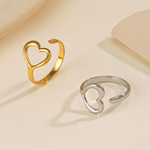 Stainless Steel Finger Ring, 304 Stainless Steel, Heart, Vacuum Ion Plating, fashion jewelry & for woman 