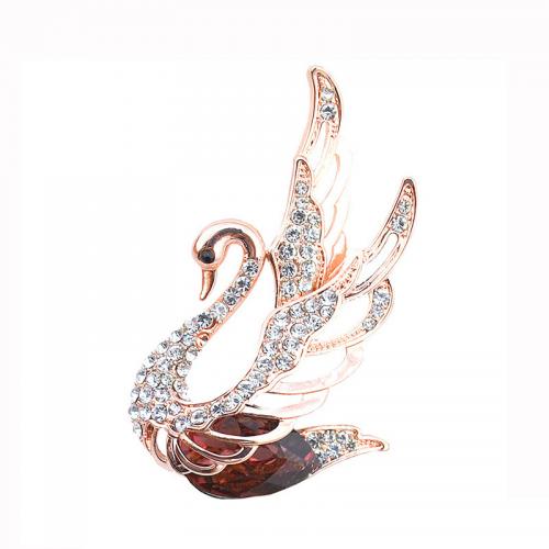 Crystal Brooch, Zinc Alloy, with Crystal, Swan, fashion jewelry & for woman & with rhinestone 
