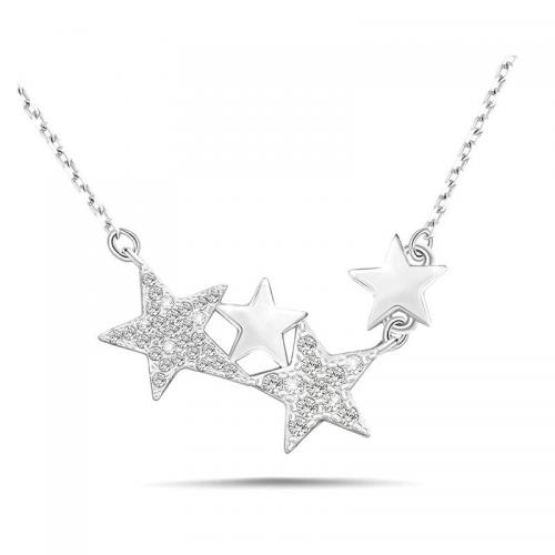 Rhinestone Zinc Alloy Necklace, Star, plated, for woman & with rhinestone cm 