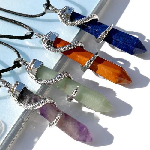Gemstone Jewelry Pendant, Natural Stone, with Zinc Alloy, Conical, DIY 