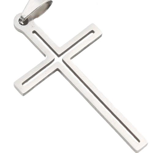 Stainless Steel Cross Pendants, 304 Stainless Steel, plated, DIY, silver color 