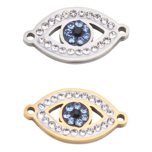 Evil Eye Jewelry Connector, 304 Stainless Steel, plated, DIY & with rhinestone 