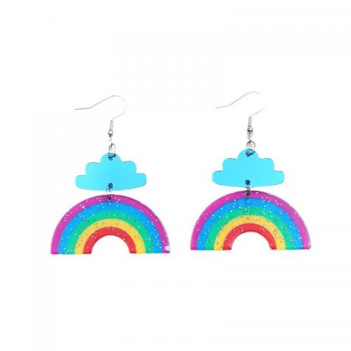 Acrylic Drop Earring, with Zinc Alloy, painted, fashion jewelry & for woman 