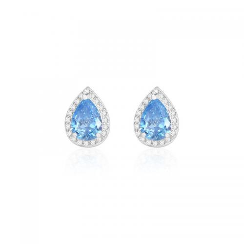 Cubic Zircon Brass Earring, plated, micro pave cubic zirconia & for woman, platinum color 