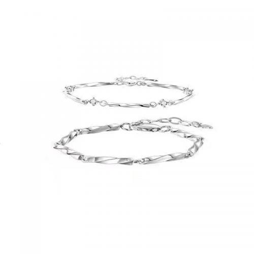 Cubic Zirconia Micro Pave Brass Bracelet, plated, Unisex & micro pave cubic zirconia, silver color 