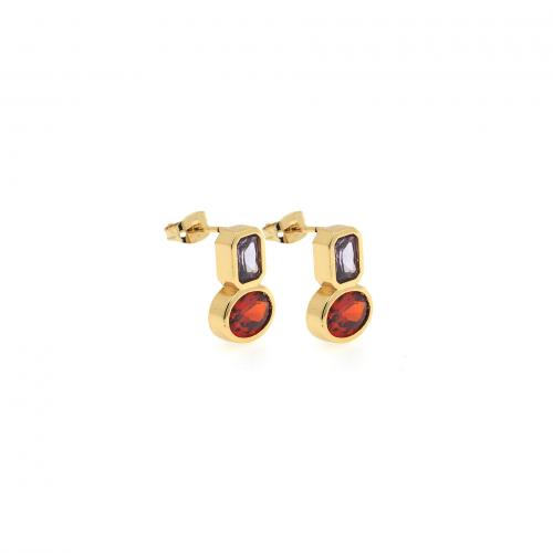 Cubic Zircon Brass Earring, with Cubic Zirconia, 18K gold plated, fashion jewelry & for woman, mixed colors 