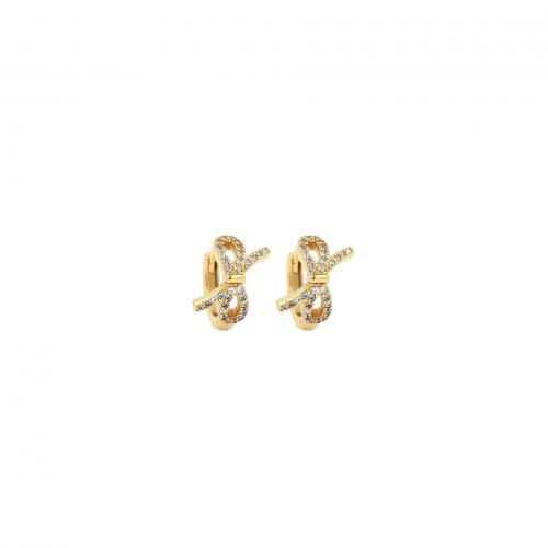 Cubic Zircon Brass Earring, Bowknot, 18K gold plated, fashion jewelry & micro pave cubic zirconia & for woman 