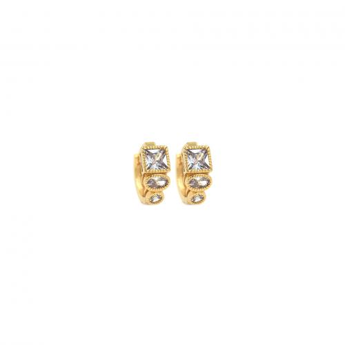Cubic Zirconia Micro Pave Brass Earring, Donut, 18K gold plated, fashion jewelry & micro pave cubic zirconia & for woman 