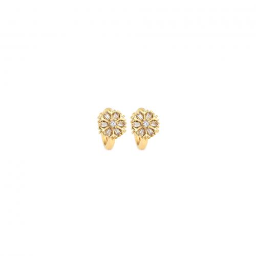 Cubic Zirconia Micro Pave Brass Earring, Flower, 18K gold plated, fashion jewelry & micro pave cubic zirconia & for woman 