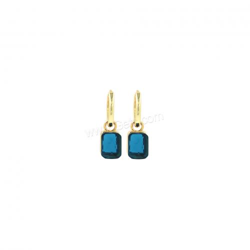 Cubic Zircon Brass Earring, with Cubic Zirconia, Rectangle, 18K gold plated, fashion jewelry & for woman 