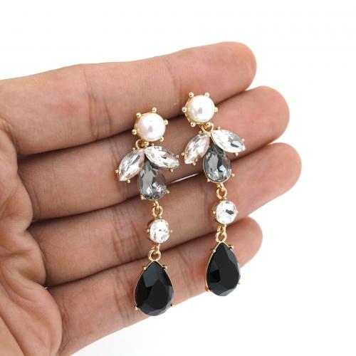 Cubic Zircon Brass Earring, with Plastic Pearl, 18K gold plated, fashion jewelry & micro pave cubic zirconia & for woman, mixed colors 