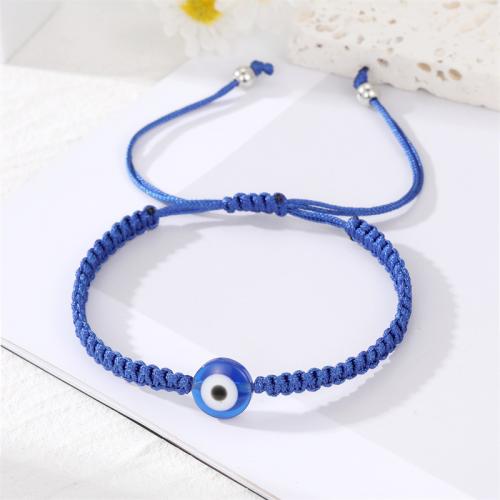 Evil Eye Jewelry Bracelet, Resin, with Cotton Cord, handmade, Length Adjustable & for woman 