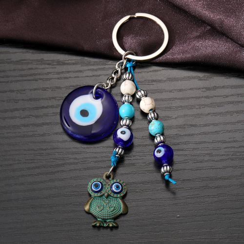 Evil Eye Key Chain, Zinc Alloy, with turquoise & for woman & enamel 