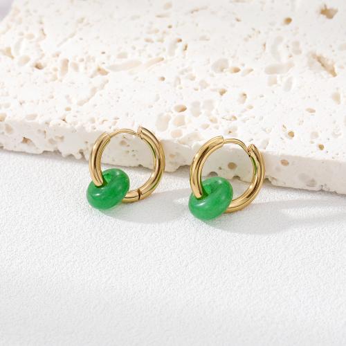 Gemstone Drop Earring, Zinc Alloy, with Natural Stone, gold color plated, fashion jewelry & for woman 