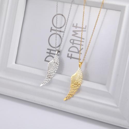 Stainless Steel Sweater Chain Necklace, 304 Stainless Steel, with 5cm extender chain, Angel Wing, fashion jewelry & Unisex Approx 45 cm 