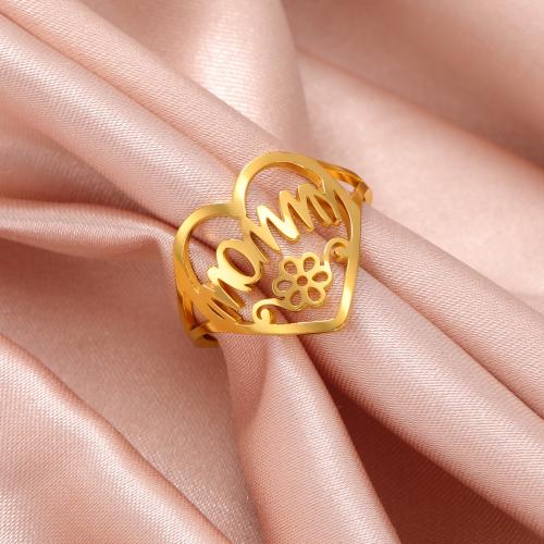 Stainless Steel Finger Ring, 304 Stainless Steel, Heart, plated, for woman & hollow inner ~20mm 