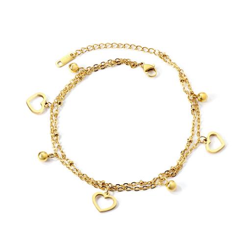 Stainless Steel Anklets Jewelry, 304 Stainless Steel, with Plastic Pearl, gold color plated, fashion jewelry & for woman [