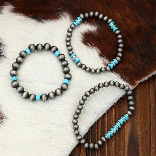 CCB Bracelets, Copper Coated Plastic, with turquoise, three pieces & fashion jewelry & for woman 