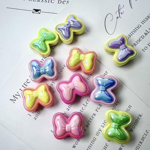 Plating Acrylic Beads, Bowknot, colorful plated, DIY & two tone Approx 