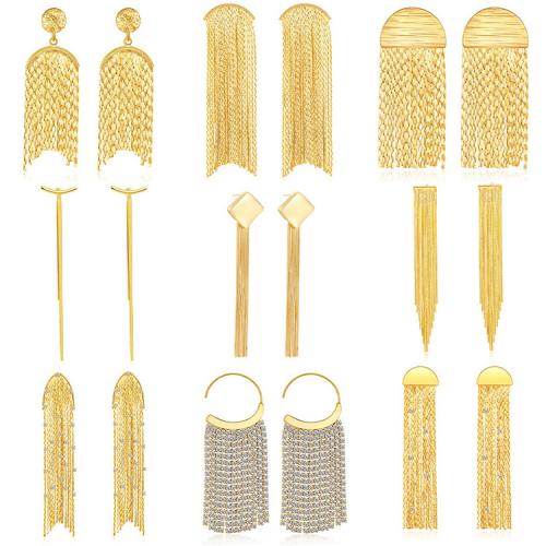 Fashion Fringe Earrings, Brass, plated & micro pave cubic zirconia & for woman 