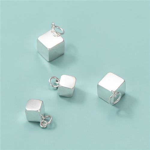 Sterling Silver Pendants, 925 Sterling Silver, Cube, polished, DIY, silver color 