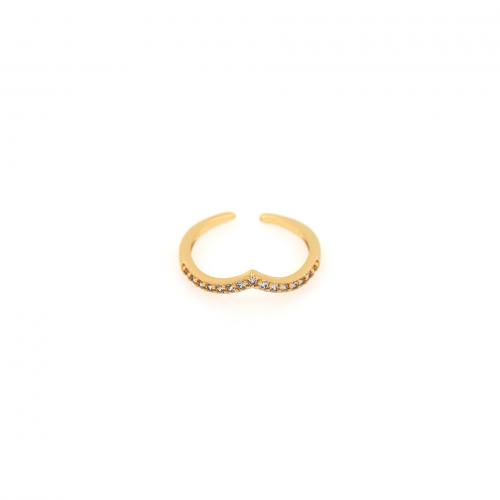 Zircon pavent l'anneau en laiton de doigt, coeur, Plaqué or 18K, bijoux de mode & pavé de micro zircon & pour femme, inner ~20mm, Vendu par PC