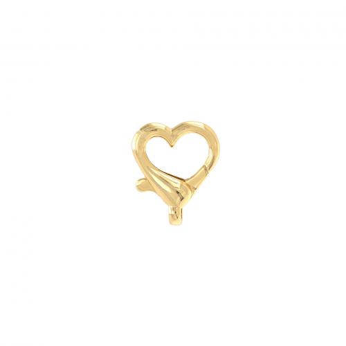 Brass Lobster Claw Clasp, Heart, 18K gold plated, DIY 