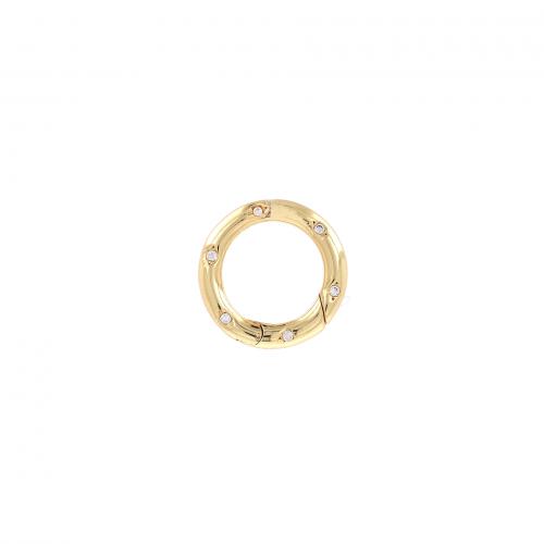 Brass Snap Clasp, Donut, 18K gold plated, DIY & micro pave cubic zirconia 
