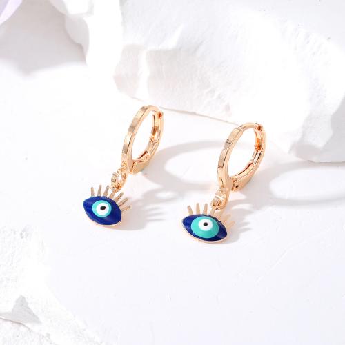 Evil Eye Earrings, Zinc Alloy, gold color plated, fashion jewelry & for woman & enamel 