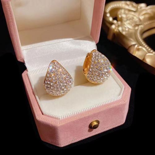 Pendiente colgante de cobre con los diamantes de imitación , metal, Joyería & para mujer & con diamantes de imitación, 20x20mm, Vendido por Par
